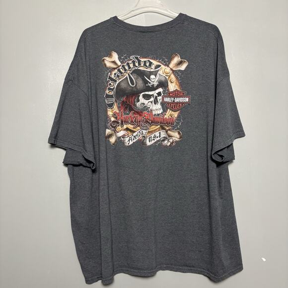 Harley Davidson Motorcycles Yo Ho Pirate Orlando Florida FL 5XL Plus Shirt Grey - Picture 8 of 10